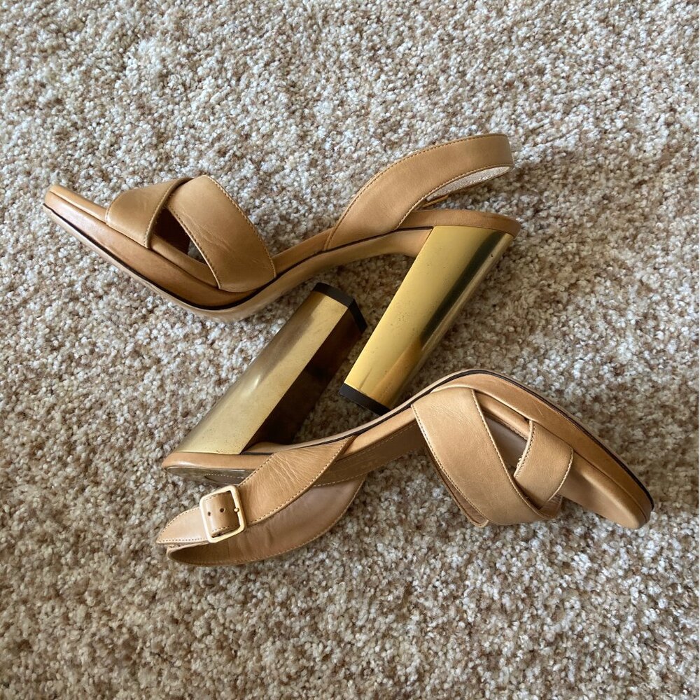 Ferragamo metallic heeled sandals 6.5